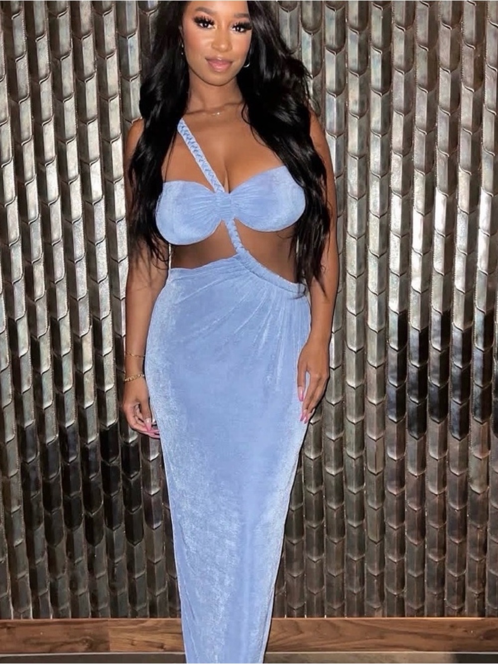 JLUXLABEL Backless Blue Dress